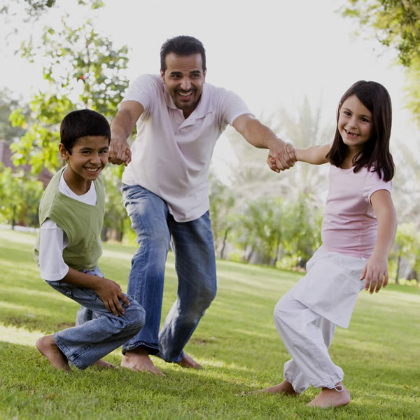 father with two kids